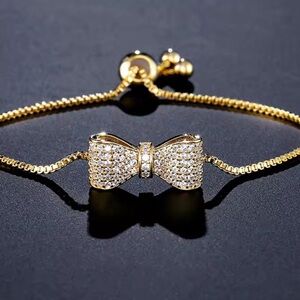 Gold Bow Crystal Adjustable Bracelet